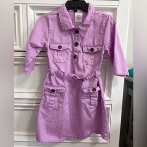 Girls' Lavender Utility Shirt Dress with Belt